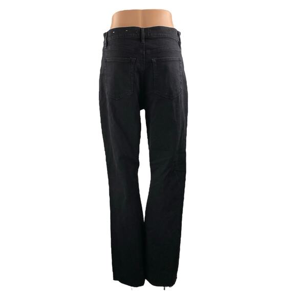 LOFT Women's Black High Waisted Frayed Raw Hem Baggy Wide Leg Denim Jeans Sz 29 - Picture 3 of 6